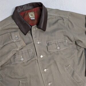 Vintage Marlboro Men's Sun Moon Logo Work Rancher Lined Jacket Leather Sz M Gray